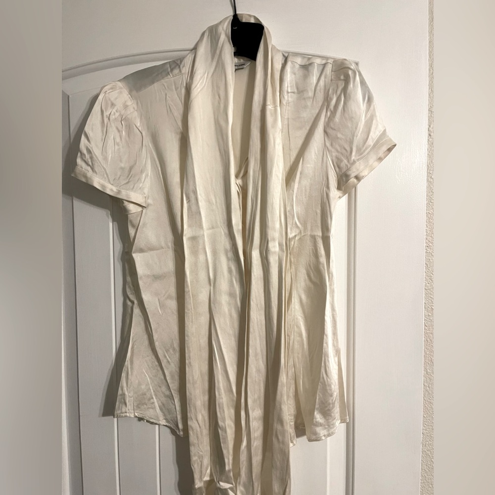 Satin short Sleeve Tie Neck Portofino Shirt